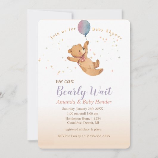 We kunnen wachten tot Teddy Bear Baby shower Kaart (Voorkant)