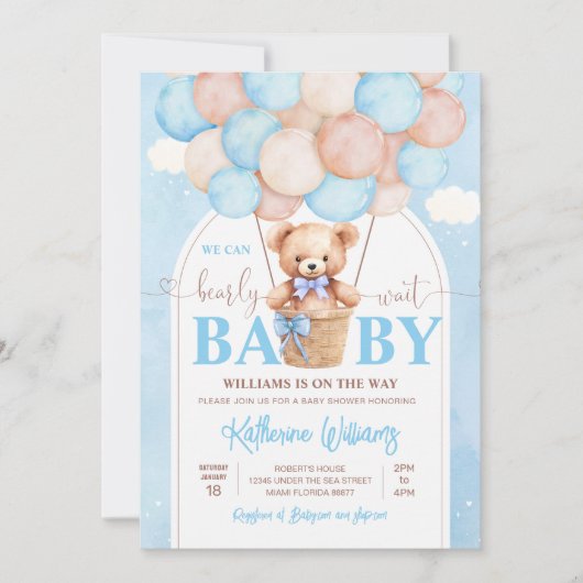 We kunnen wachten tot Teddy Bear Baby shower Kaart (Voorkant)