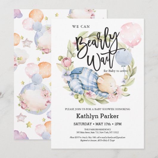 We kunnen wachten tot Teddy Bear Baby shower Kaart (Voorkant / Achterkant)