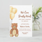 We kunnen wachten tot Teddy Bear Baby shower Kaart (Staand voorkant)