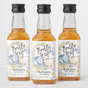 We kunnen wachten tot Teddy Bear Baby shower Likeurfles Etiket