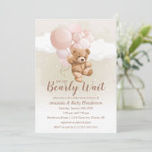 We kunnen wachten tot Teddy Bear Baby shower Pink Kaart (Staand voorkant)