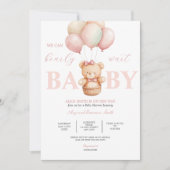 We kunnen wachten tot Teddy Bear Baby shower Pink Kaart (Voorkant)