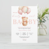We kunnen wachten tot Teddy Bear Baby shower Pink Kaart (Staand voorkant)