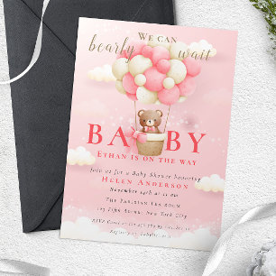 We kunnen wachten tot Teddy Bear Baby shower Pink Kaart