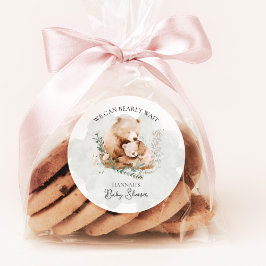 We kunnen wachten tot Teddy Bear Baby shower Ronde Sticker