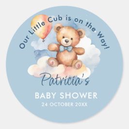 We kunnen wachten tot Teddy Bear Baby shower Ronde Sticker