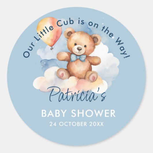 We kunnen wachten tot Teddy Bear Baby shower Ronde Sticker (Voorkant)