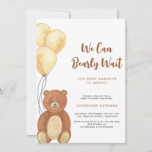 We kunnen wachten tot Teddy Bear Balloon Baby show Kaart (Voorkant)