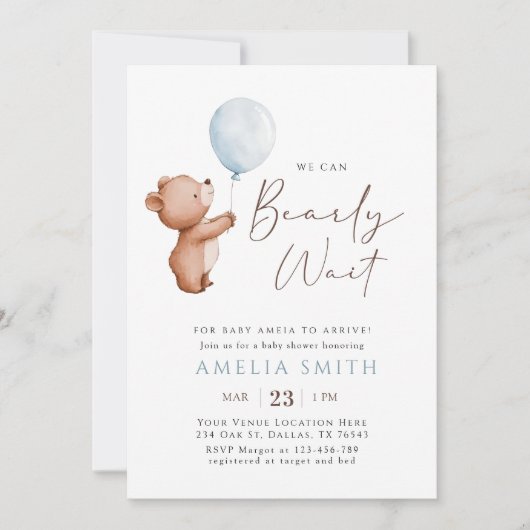 We kunnen wachten tot Teddy Bear Balloon Baby show Kaart (Voorkant)