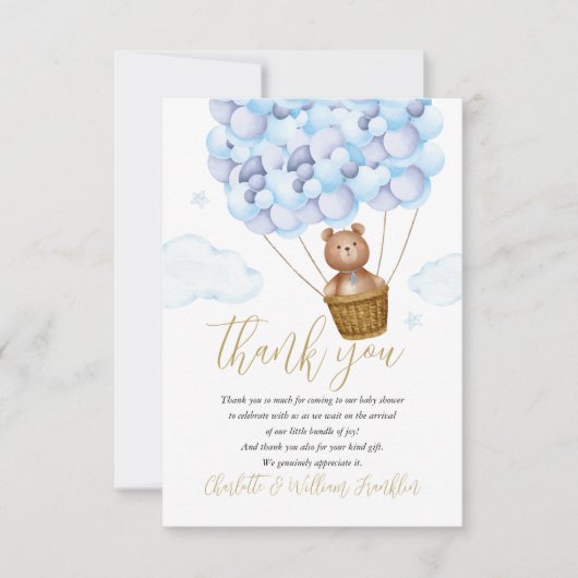 We kunnen wachten tot Teddy Bear Blue Boy Baby sho Bedankkaart (Voorkant)