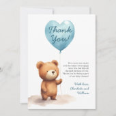 We kunnen wachten tot Teddy Bear Blue Boy Baby sho Bedankkaart (Voorkant)