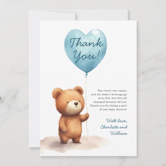 We kunnen wachten tot Teddy Bear Blue Boy Baby sho Bedankkaart (Voorkant)