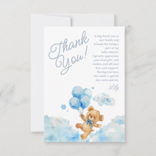 We kunnen wachten tot Teddy Bear Blue Boy Baby sho Bedankkaart (Voorkant)