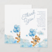 We kunnen wachten tot Teddy Bear Blue Boy Baby sho Bedankkaart (Voorkant / Achterkant)
