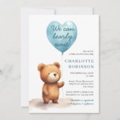 We kunnen wachten tot Teddy Bear Blue Boy Baby sho Kaart (Voorkant)