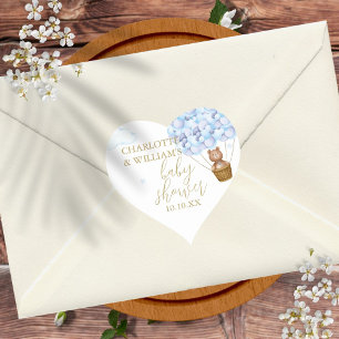 We kunnen wachten tot Teddy Bear Boy Baby shower h Hart Sticker