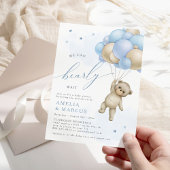 We kunnen wachten tot Teddy Bear Boy Baby shower I Kaart