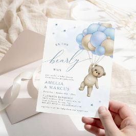 We kunnen wachten tot Teddy Bear Boy Baby shower I Kaart