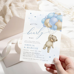 We kunnen wachten tot Teddy Bear Boy Baby shower I Kaart
