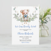 We kunnen wachten tot Teddy Bear Boy Baby shower Kaart (Staand voorkant)