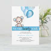 We kunnen wachten tot Teddy Bear Boy Baby shower Kaart (Staand voorkant)