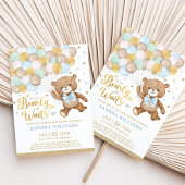 We kunnen wachten tot Teddy Bear Boy Baby shower Kaart