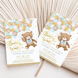 We kunnen wachten tot Teddy Bear Boy Baby shower Kaart