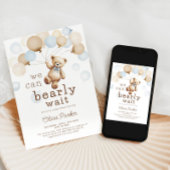 We kunnen wachten tot Teddy Bear Boy Baby shower Kaart
