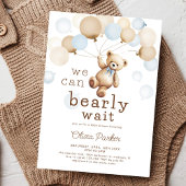 We kunnen wachten tot Teddy Bear Boy Baby shower Kaart