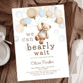 We kunnen wachten tot Teddy Bear Boy Baby shower Kaart