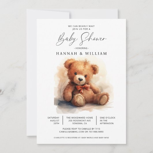 We kunnen wachten tot Teddy Bear Boy Baby shower Kaart (Voorkant)