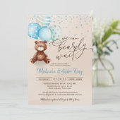 We kunnen wachten tot Teddy Bear Boy Baby shower Kaart (Staand voorkant)
