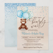 We kunnen wachten tot Teddy Bear Boy Baby shower Kaart (Voorkant / Achterkant)