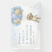 We kunnen wachten tot Teddy Bear Boy Baby shower Spandoek (Verticaal)