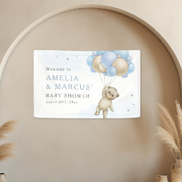 We kunnen wachten tot Teddy Bear Boy Baby shower Spandoek
