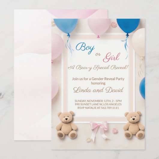 We kunnen wachten tot Teddy Bear Gender openbaart Kaart (Voorkant / Achterkant)