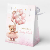 We kunnen wachten tot Teddy Bear Girl Baby shower Bedankdoosjes (Achterkant)