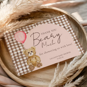 We kunnen wachten tot Teddy Bear Girl Baby shower Bedankkaart