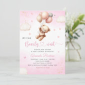 We kunnen wachten tot Teddy Bear Girl Baby shower Kaart (Staand voorkant)