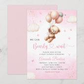 We kunnen wachten tot Teddy Bear Girl Baby shower Kaart (Voorkant / Achterkant)