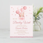 We kunnen wachten tot Teddy Bear Girl Baby shower Kaart (Staand voorkant)