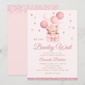 We kunnen wachten tot Teddy Bear Girl Baby shower Kaart (Voorkant / Achterkant)