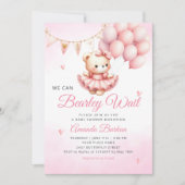 We kunnen wachten tot Teddy Bear Girl Baby shower Kaart (Voorkant)