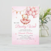 We kunnen wachten tot Teddy Bear Girl Baby shower Kaart (Staand voorkant)