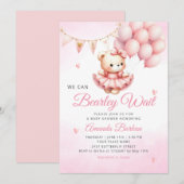 We kunnen wachten tot Teddy Bear Girl Baby shower Kaart (Voorkant / Achterkant)