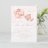 We kunnen wachten tot Teddy Bear Girl Baby shower Kaart (Staand voorkant)