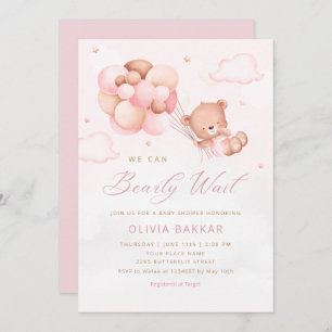 We kunnen wachten tot Teddy Bear Girl Baby shower Kaart