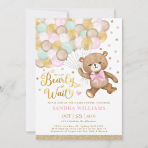 We kunnen wachten tot Teddy Bear Girl Baby shower Kaart