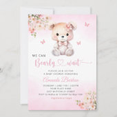 We kunnen wachten tot Teddy Bear Girl Baby shower Kaart (Voorkant)